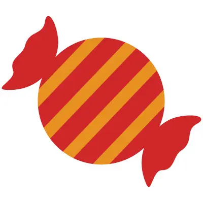 Red and orange striped candy icon used to promote the Vacaville Commons Halloween Event 2025