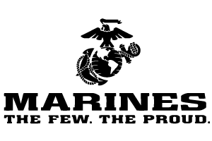 U.S. Marines logo, links to u.s. marines store page.